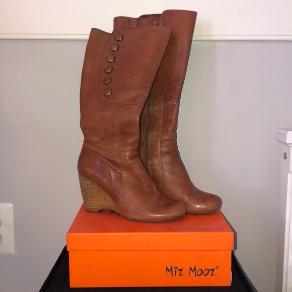 Miz Mooz Rust Wedge Booties 